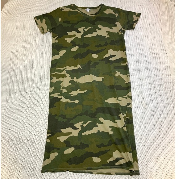 J. Crew Camo T Shirt Dress Midi Casual Everyday Size Small Streetwear Normcore - Picture 2 of 10